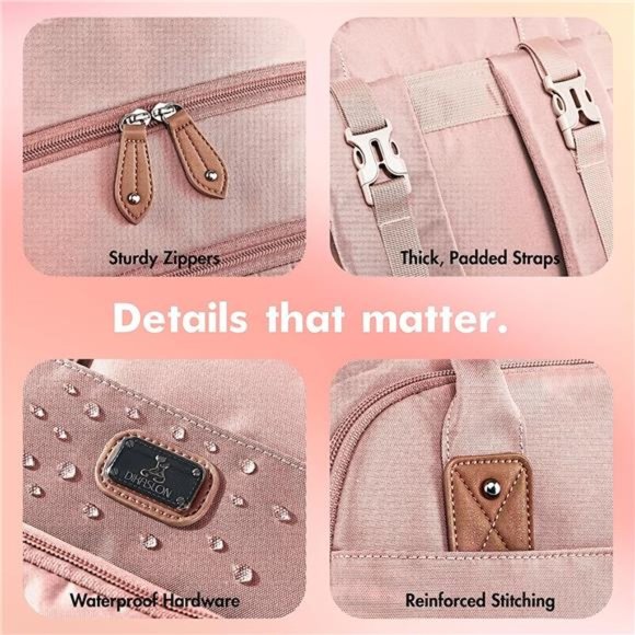 Diaper Bag Backpack w/ Portable Changing Pad Multipurpose Travel Back Pack, Pink - Picture 5 of 7